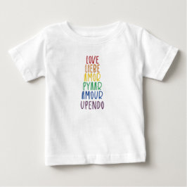 Amor em muitas línguas Rainbow Pride Baby T-Shirt