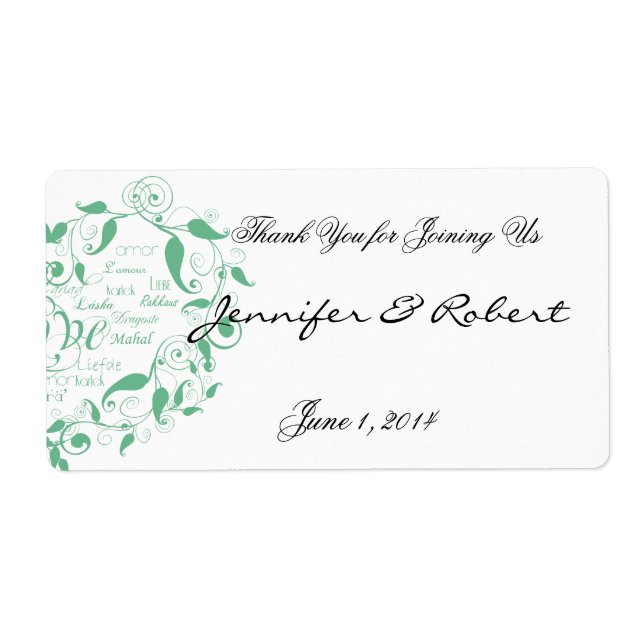 Amor em Qualquer Língua na Etiqueta de Garrafa Ver (Frente)