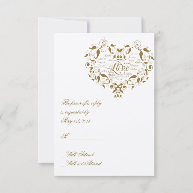 Amor em Qualquer Língua no Cartão de Resposta Dour (Frente)