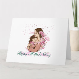 Amor entre Mãe e Filha - Cartão de Dia de as mães