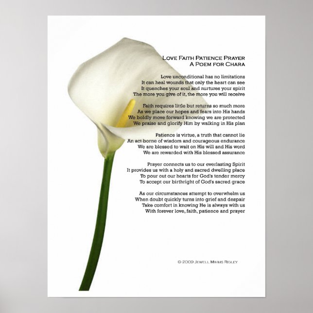 Amor Fé Paciência Oração Poster (Frente)