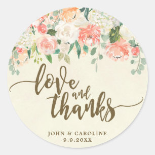 amor floral do pêssego e etiqueta dos favores dos