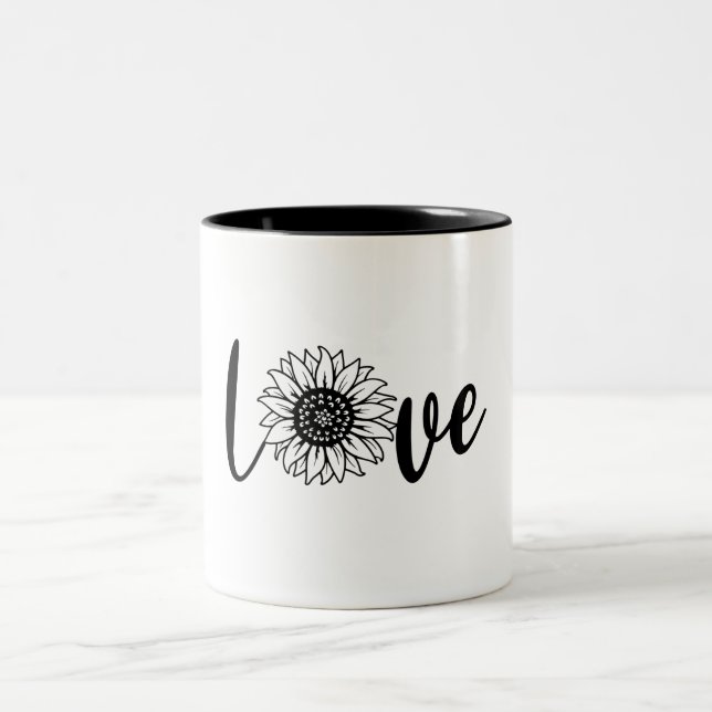 Amor, girassol, caneca de café com dois tons (Centro)