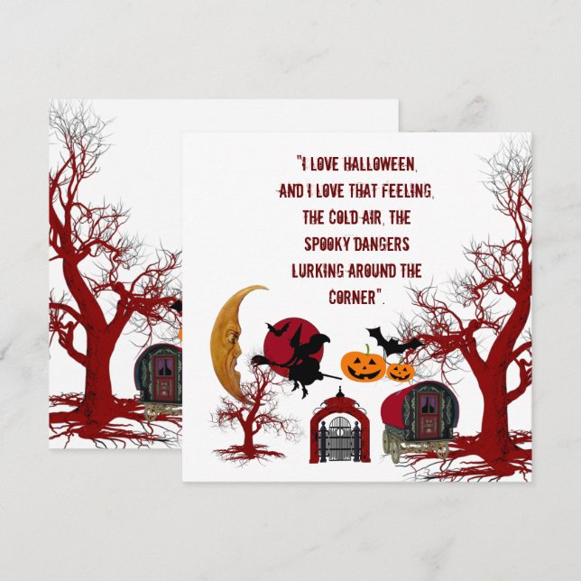 Amor Halloween Citação Spooky Wagon Card (Frente/Verso)