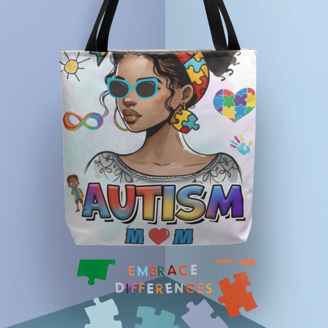 Amor Incondicional - Bolsa de Ilustração de Empode (Carry your essentials with pride in our "Autism Mom" Empowerment Illustration Tote Bag)