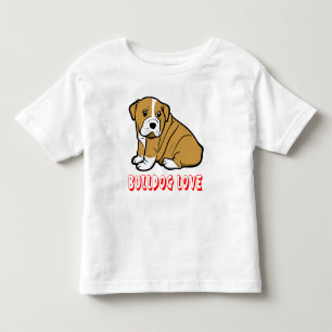 Amor Inglês Bulldog Cartoon Cachorro Totó Camiseta