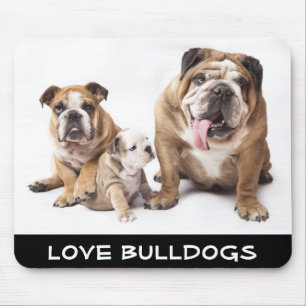 Amor Inglês Bulldogs Puppy Dogs Família Mousepad