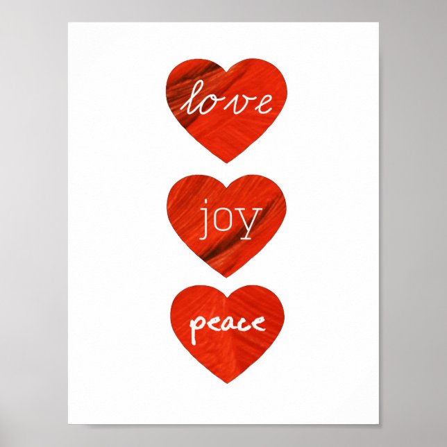 Amor Joy Peace Hearts Poster (Frente)