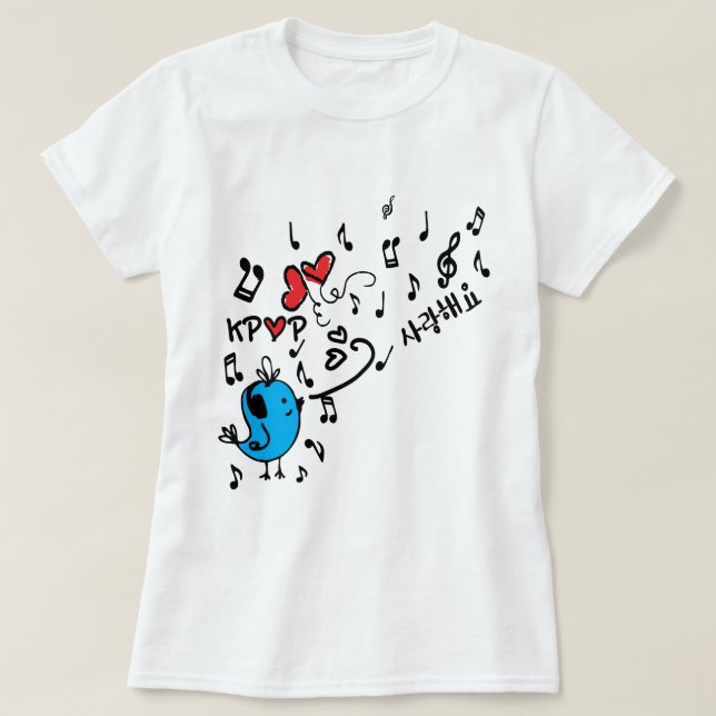 AMOR KPOP SARANG Camiseta básica para mulheres (Frente do Design)