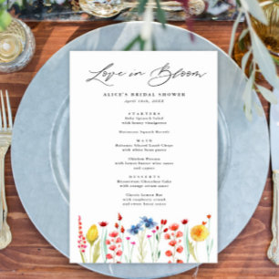 Amor no Bloom Wildflower Chá de panela Menu