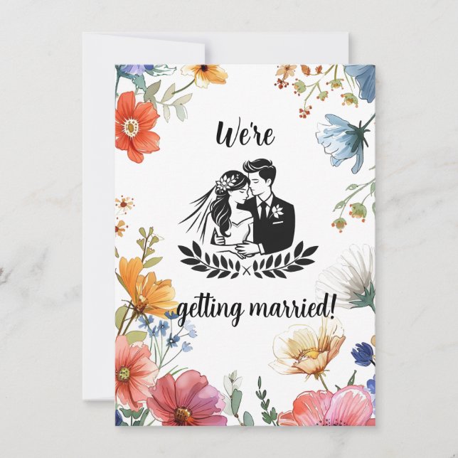 Amor no Bloom Wildflower Weding Convite (Frente)