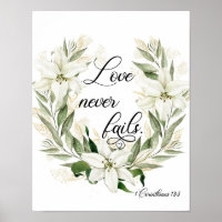 Amor Nunca Falha, Poster de Escritura de Watercolo