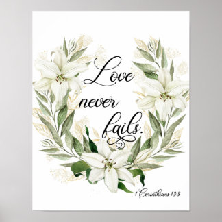 Amor Nunca Falha, Poster de Escritura de Watercolo