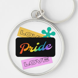 Amor, orgulho, amor. LGBT+orgulho. Chaveiro arco-í