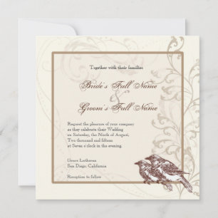 Amor Pássaros 'n Lace - Convite para Casamento