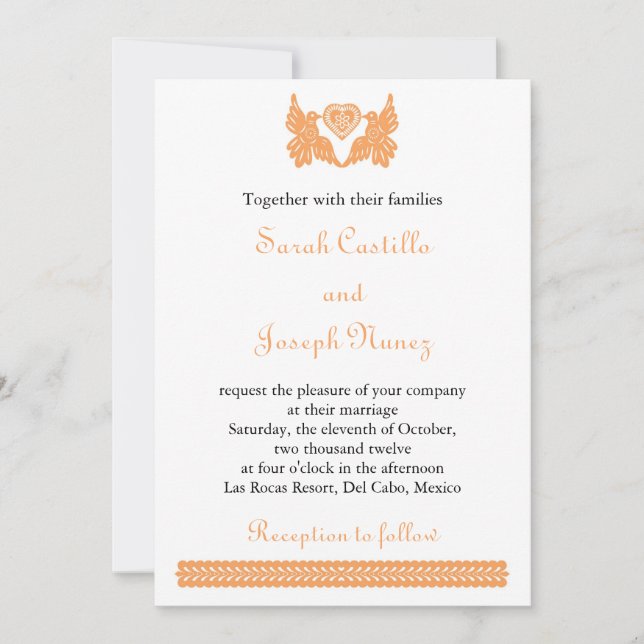 amor pássaros Papel Picado convite de nupcial (Frente)