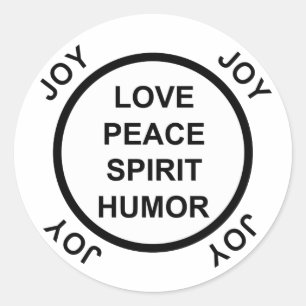 Amor, paz, espírito, humor, alegria - etiquetas