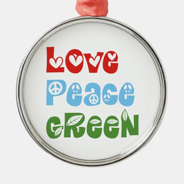 Amor, Paz, ornamento personalizado verde (Frente)
