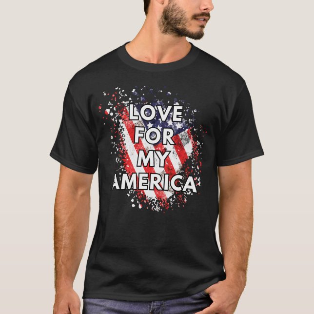 Amor Pela Minha América - Camiseta Patriótica (Frente)