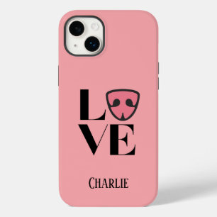 Amor personalizado com nariz fofo de cão, rosa