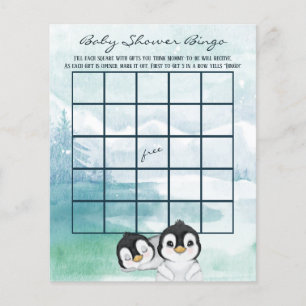 Amor Pinguins Chá de fraldas Bingo Flyer