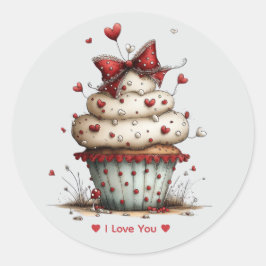 Amor por Cupcake com Aquarela Caprichosa Adesivo