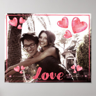 Amor Poster com Corações Adicione Sua Foto Matte 1