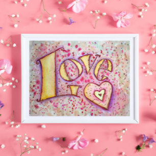 Amor, Poster de pintura rosa doce