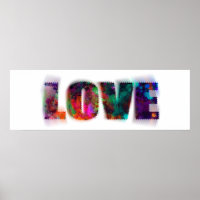 amor psicodélico tipografia colorida poster arte