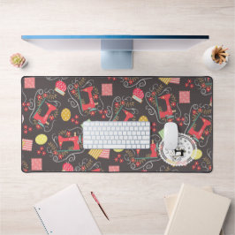 Amor Sewing Machine Brown Desk Mat
