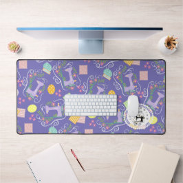 Amor Sewing Machine Purple Desk Mat