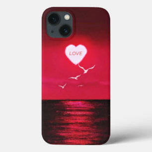 Amor Sunset - Vermelho Negro Romântico - Adicione