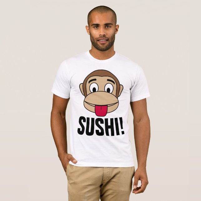 AMOR SUSHI, T-shirts MONKEY, Engraçado (Frente Completa)