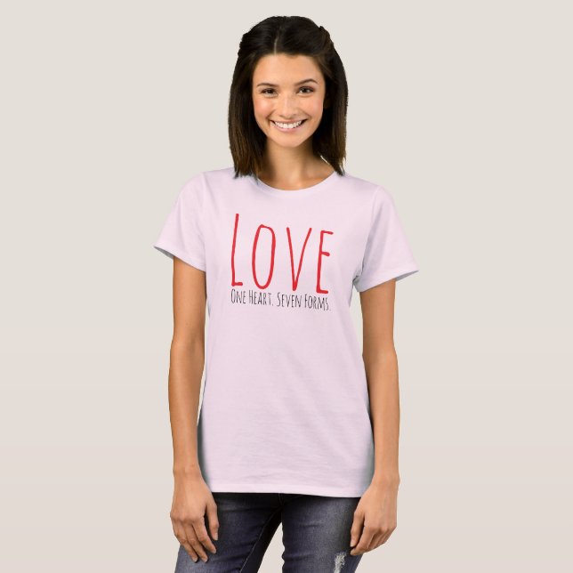 Amor - Um Coração. Sete Formas Camiseta (Frente Completa)