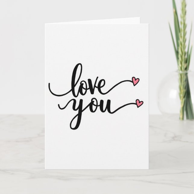 Amor Você Corações Rosa Script Cartão Liso (Frente)