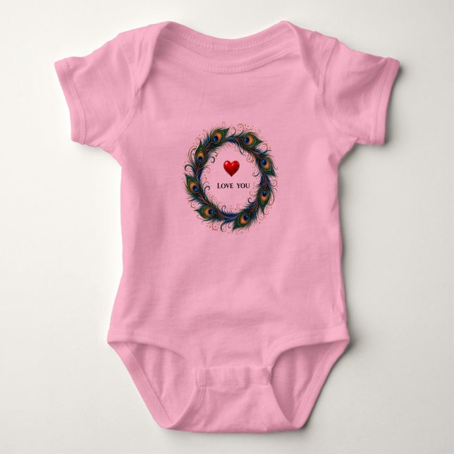 Amor Você Pena de Pavão Círculo Camiseta Infantil (Frente)