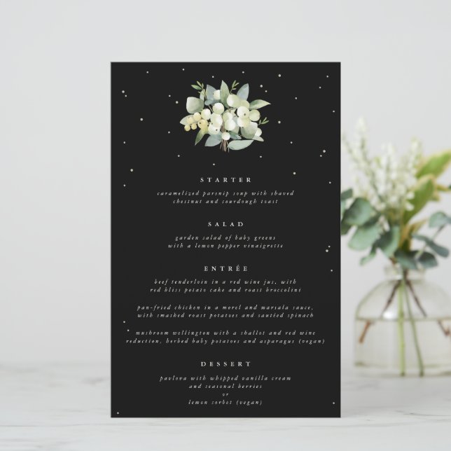 Amora-preta + Eucalipto Menu de Casamento de 4 Pra (Em pé/Frente)