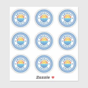 Amorgos Island, Grécia com vários adesivos