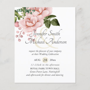 Ampersand de Casamento Floral de Blush Cor-de-Rosa