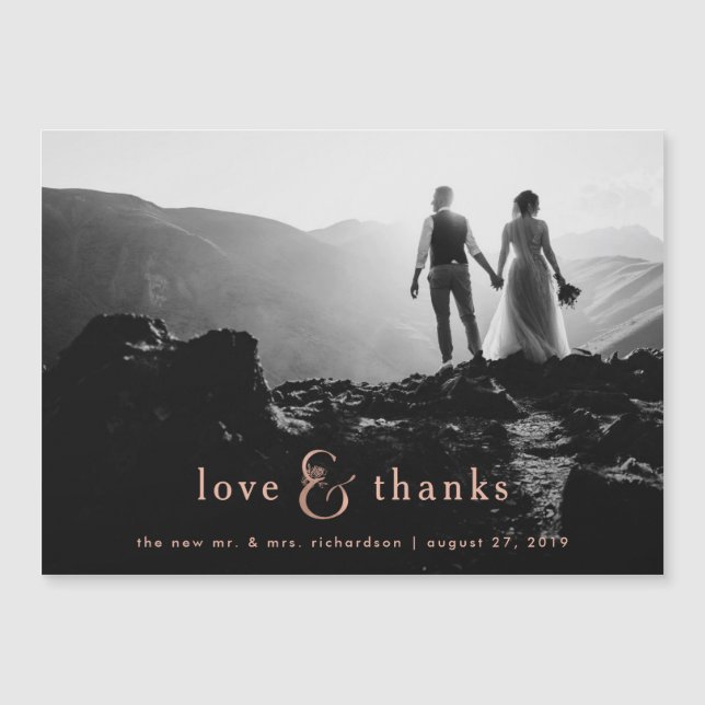 Ampersand Rosa Dourado Faux| Foto Obrigado (Frente)