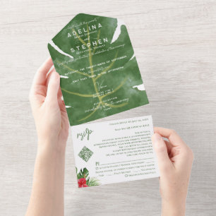 Ampersand Tropical Monstera Hibiscus RSVP Código Q