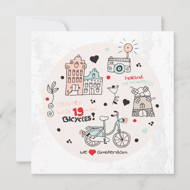 Amsterdã cartão postal de viagem da Holanda (Frente)