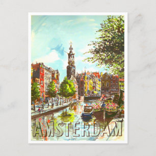 Amsterdã Holanda cartão postal de viagem vintage