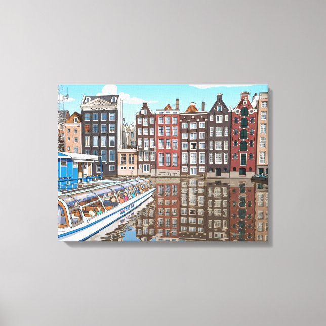 Amsterdam canal side houses canvas print (Frente)