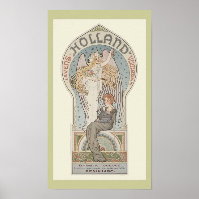 Amsterdam, Holland Art Nouveau Poster (Frente)