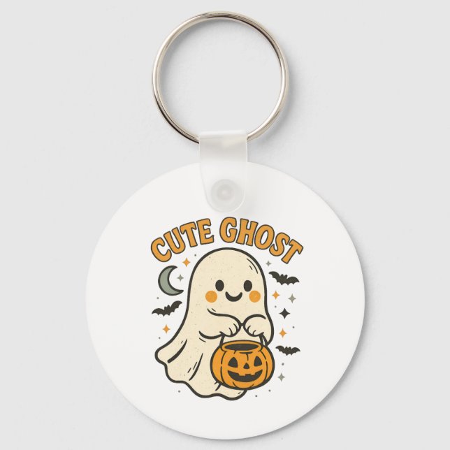 Amuleto de chaveiro de fantasma fofo de Halloween (Frente)