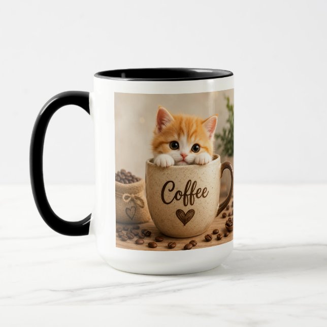 Amuleto de Gatinho na Xícara de Café (Esquerda)