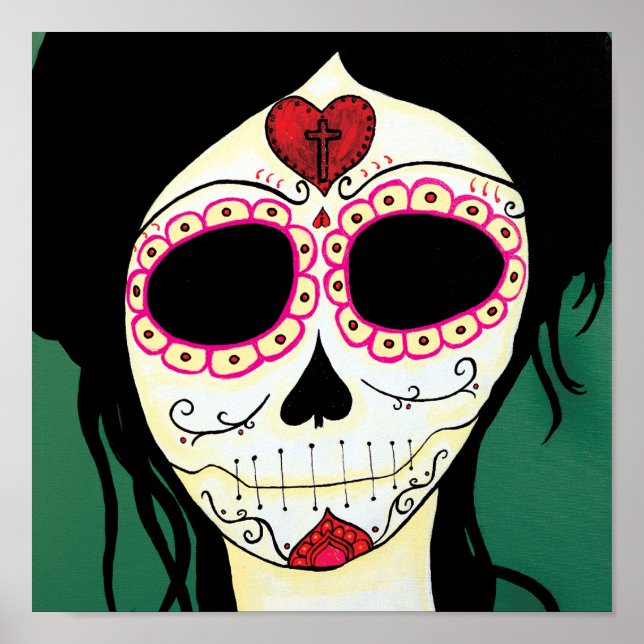 Amy Sugar Skull Skeleton Impressão (Frente)