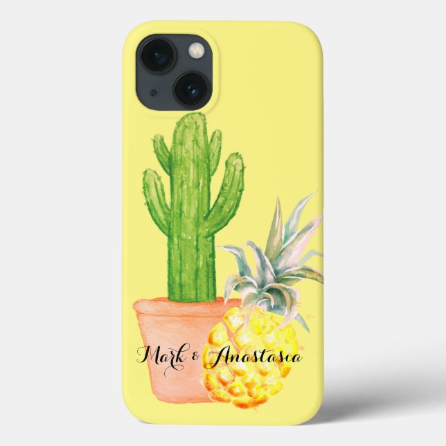 Ananás Amarelo de Amor Moderno e Cactus (Verso)