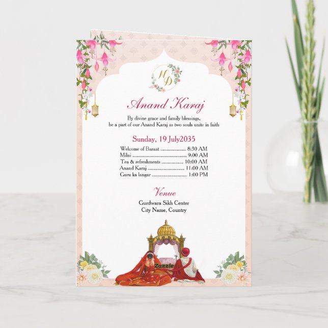 Anand Karaj, Sagan & Jaggo Convite de Casamento 4  (Verso)